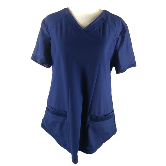 Form By Cherokee Women's Scrub Top Size Medium Nursing Medical Navy Blue Stretch - Picture 7 of 7